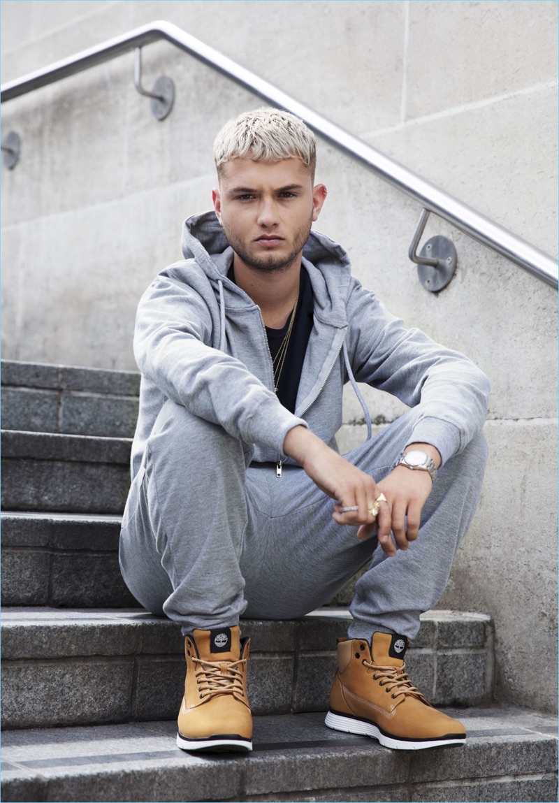 Going casual, Rafferty Law wears Timberland Killington boots for JD's new campaign.