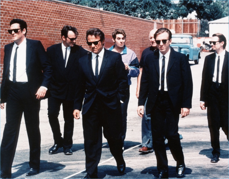 The cast of Reservoir Dogs maintain their cool look with Ray-Ban Clubmaster sunglasses.