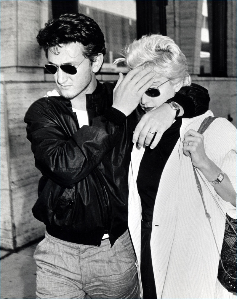 A young Sean Penn and Madonna sport their Ray-Ban aviator sunglasses.
