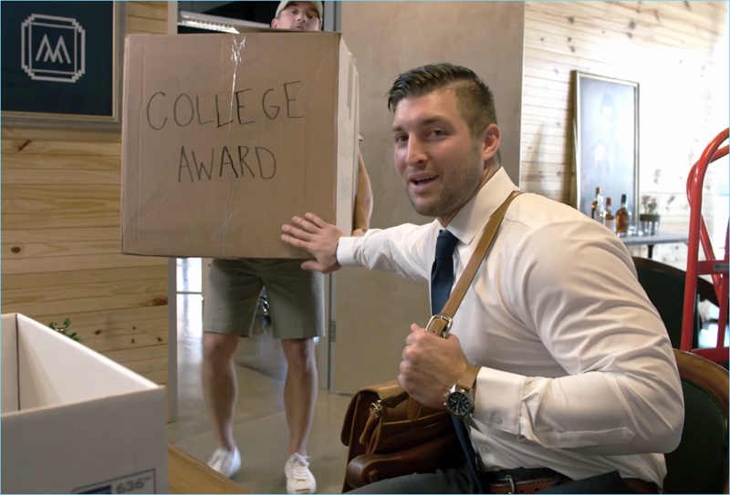 Interviewing for an internship, Tim Tebow shows off his impressive resume.