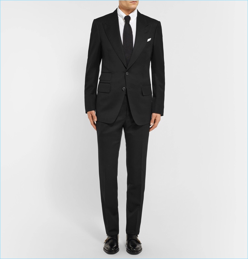 Tom Ford Icon Black Shelton Slim-Fit Grain De Poudre Wool-Blend Suit