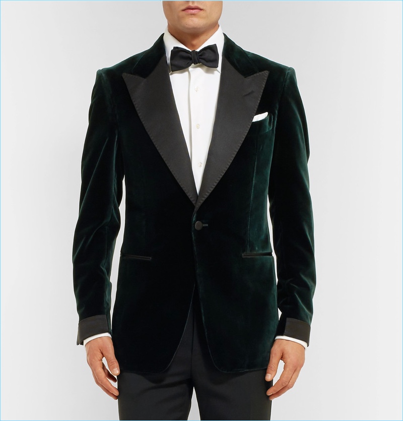 Tom Ford Icon Dark-Green Shelton Slim-Fit Grosgrain-Trimmed Velvet Tuxedo Jacket » Shop Tom Ford's Style Rulebook: Exclusive Mr Porter Capsule Collection Tom Ford Icon Dark-Green Shelton Slim-Fit Grosgrain-Trimmed Velvet Tuxedo Jacket