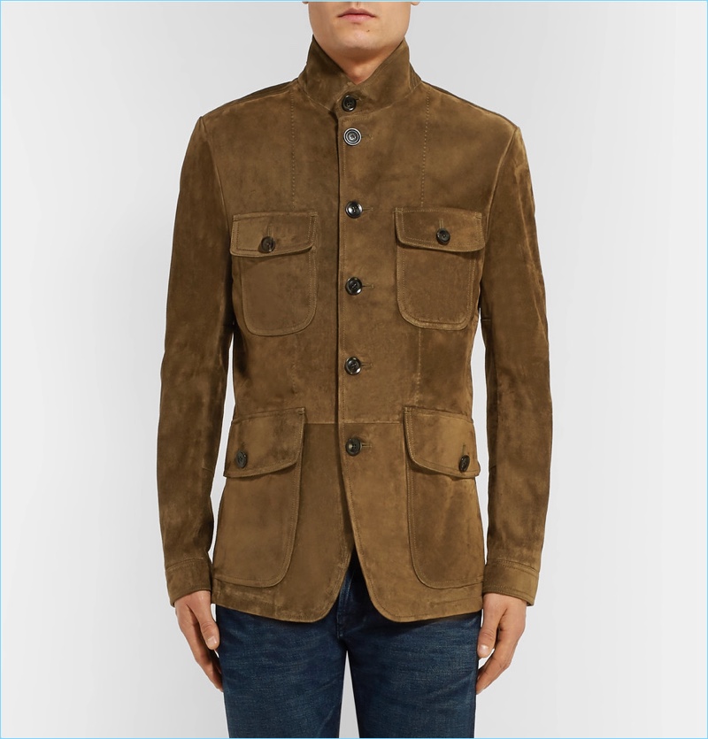 Tom Ford Icon Military Slim-Fit Suede Field Jacket