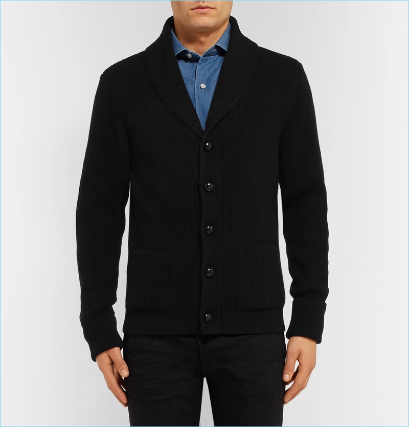 Tom Ford Icon Shawl-Collar Ribbed Cashmere Cardigan » Shop Tom Ford's Style Rulebook: Exclusive Mr Porter Capsule Collection Tom Ford Icon Shawl-Collar Ribbed Cashmere Cardigan