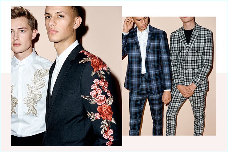 Pack a stylish punch by updating your suits with embroidered details and plaid.