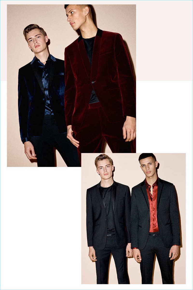 British brand Topman stands by a holiday classic with velvet suits.