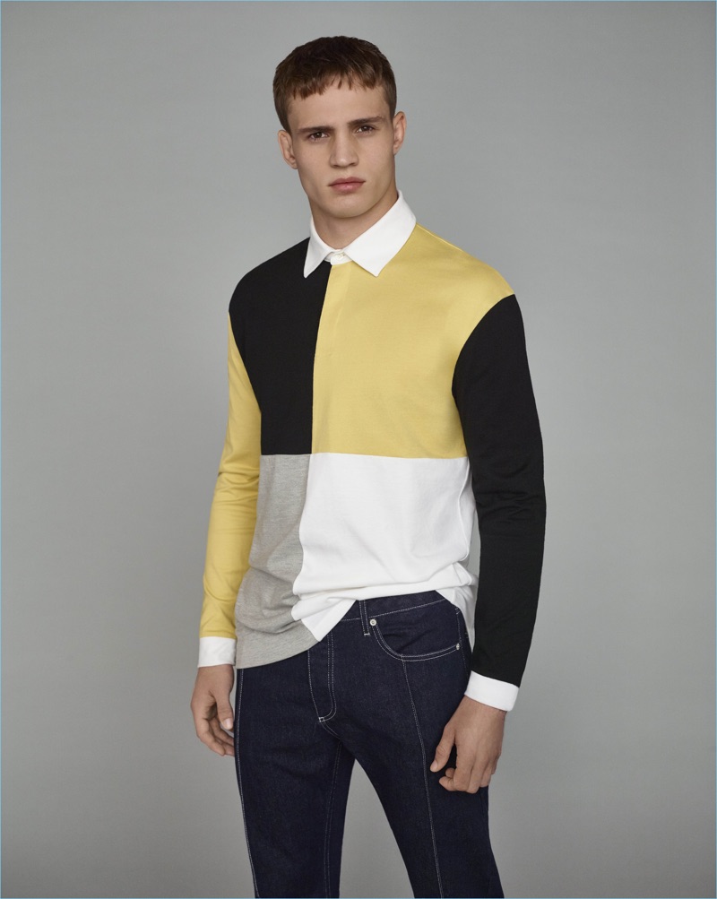 Julian Schneyder sports a color blocked polo for Topman's fall-winter 2017 campaign. » Julian Schneyder Sports Vintage-Inspired Style for Topman Fall '17 Campaign Julian Schneyder sports a color blocked polo for Topman's fall-winter 2017 campaign.