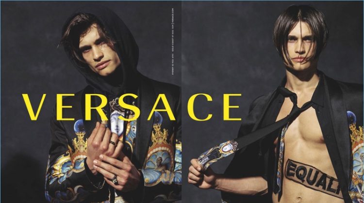 Michael Gioia fronts Versace's fall-winter 2017 campaign.