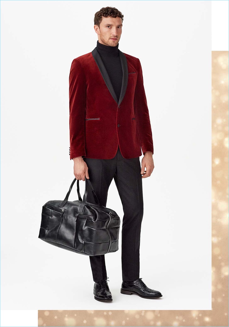 Zalando enlists Jacob Coupe to wear holiday essentials like a velvet blazer.