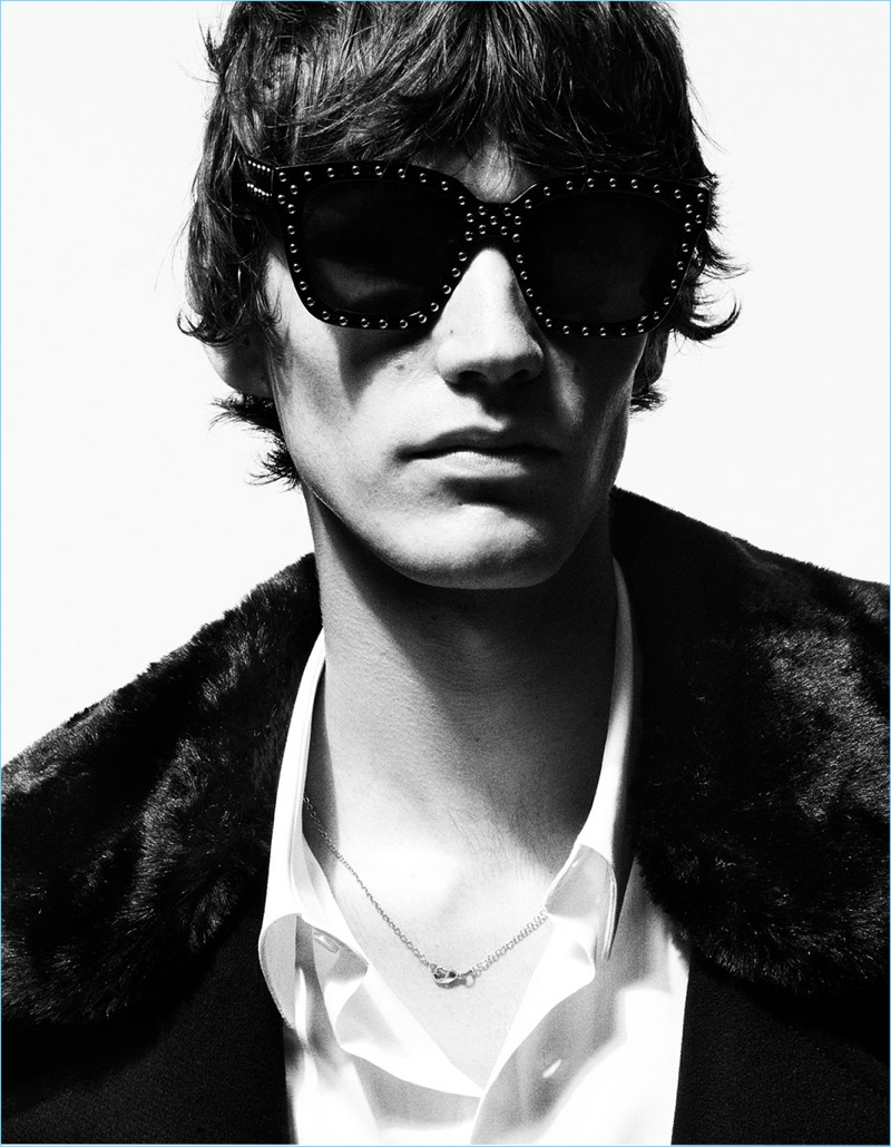 Elias de Poot wears cool studded sunglasses from Zara Man.