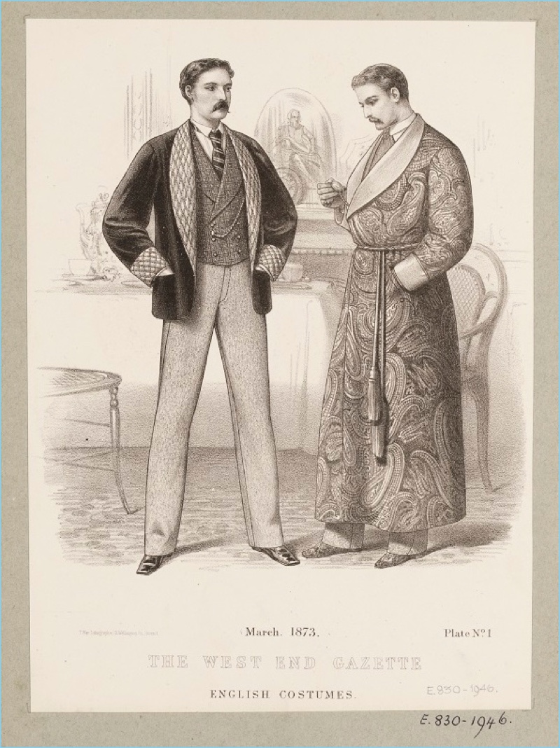 An illustration of 1800s smoking jackets.