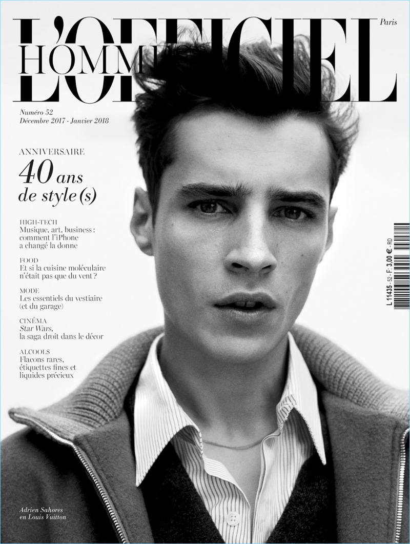 Adrien Sahores covers L'Officiel Hommes Paris.