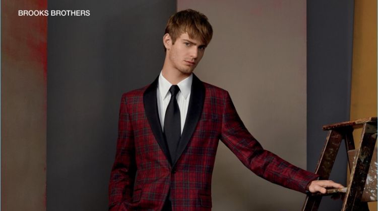 Ben Allen dons a dapper holiday look from Brooks Brothers.