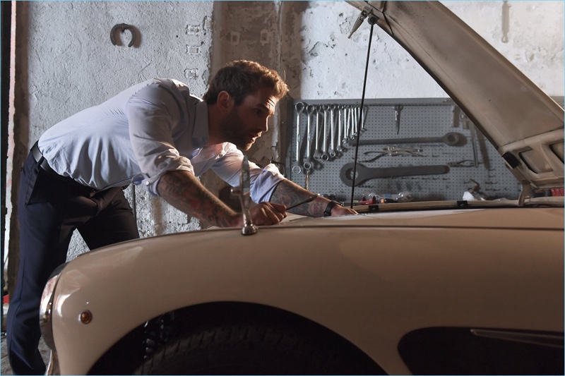 German model André Hamann films Trussardi's fragrance campaign.