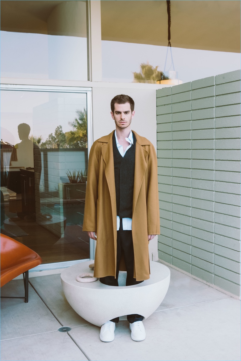 A chic vision, Andrew Garfield dons Louis Vuitton.