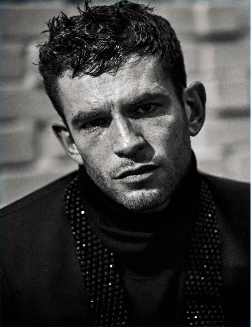 French actor Arnaud Valois wears Saint Laurent for L'Uomo Vogue.