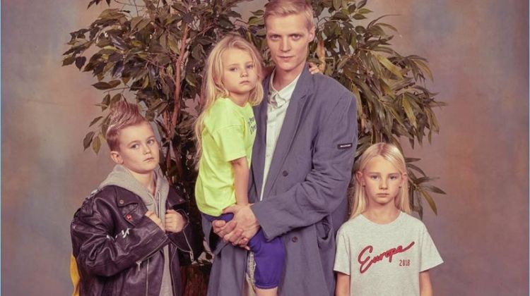 A father and his kids appear in Balenciaga's spring-summer 2018 campaign.
