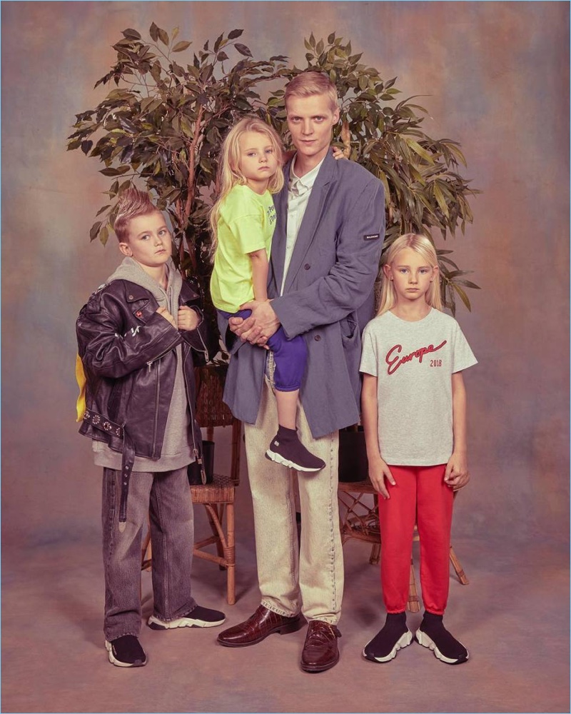 A father and his kids appear in Balenciaga's spring-summer 2018 campaign.