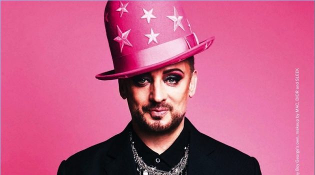 Boy George Brings Colorful Style to Gay Times Cover Shoot, Talks Upcoming Music Sporting another one of his own hats, Boy George rocks a Maison Margiela shirt with a Pebble London necklace and his own pieces.