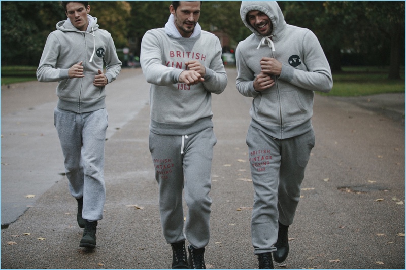 Models Danny Beauchamp, Sam Webb, and Jacey Elthalion work out in British Vintage Boxing's latest offering.