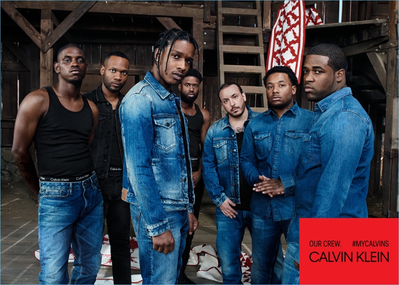 A$AP Nast, A$AP J. Scott, A$AP Rocky, A$AP Twelvyy, A$AP Lou, A$AP Ant, and A$AP Ferg star in a campaign for Calvin Klein.