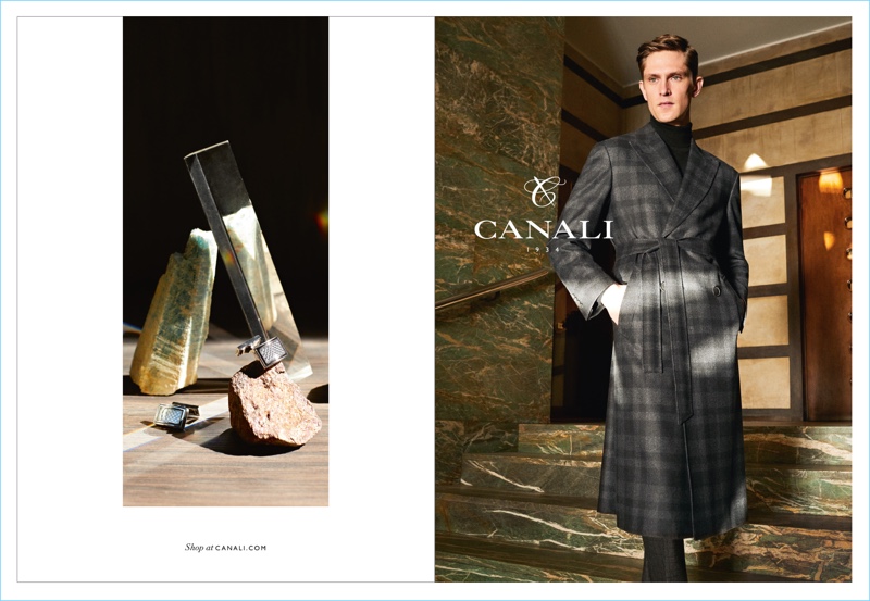 Danish model Mathias Lauridsen appears in Canali's fall-winter 2017 campaign.