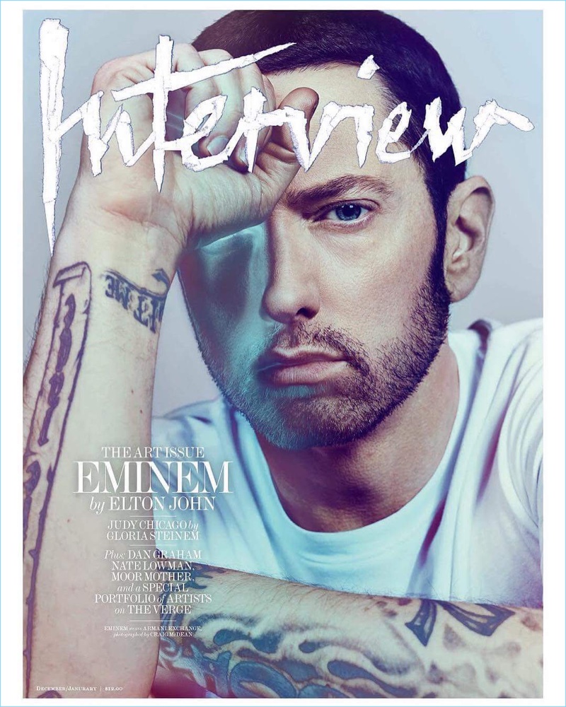 Eminem covers the December 2017/January 2018 issue of Interview magazine.