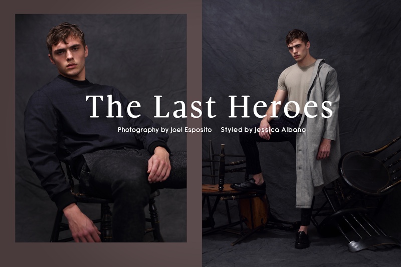 Fashionisto Exclusive 2017 Mitchell Parry 001 Left: Mitchell wears top and pants Solid Homme. Right: Mitchell wears trousers Solid Homme, sneakers Common Projects, tee and coat A.P.C.