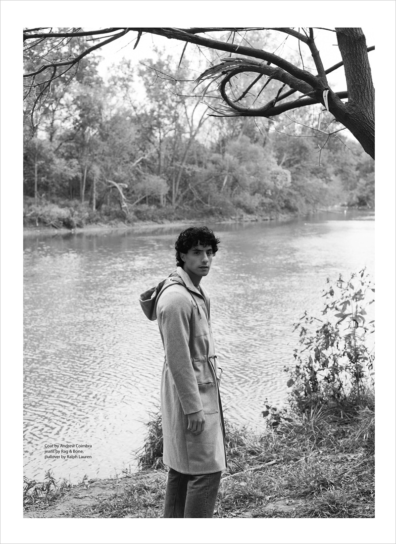 Reza wears coat Andrew Coimbra, jeans Rag & Bone, and pullover Ralph Lauren.