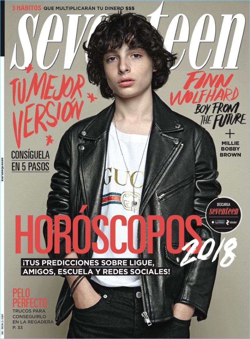 Finn Wolfhard covers the January 2018 issue of Seventeen México.