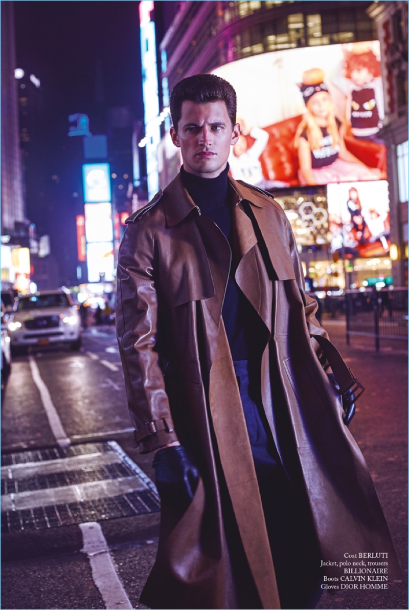 Garrett Neff dons leather fashions for Glass magazine.