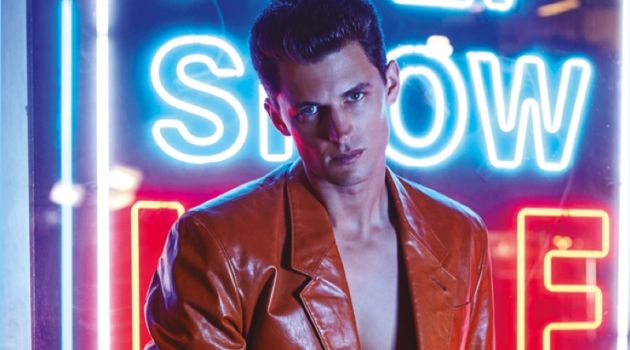 Garrett Neff Models Leather Looks for Glass Cover Shoot Garrett Neff Models Leather Looks for Glass Cover Shoot