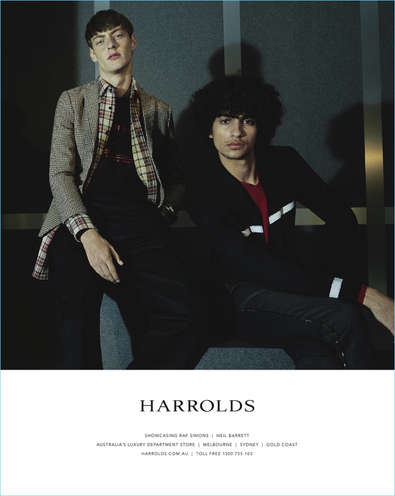 Models Roberto Sipos and Trè Samuels star in Harrolds fall-winter 2017 campaign.
