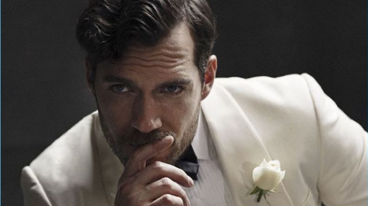 English actor Henry Cavill dons a white tuxedo jacket for The Rake.