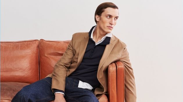 J.Crew Defines 6 Trends for the New Year 1. Relaxed Tailoring: J.Crew makes a case for its wool unstructured blazer. Model Tim Dibble layers it with a polo and oxford shirt. He also wears Wallace & Barnes jeans and Adidas Stan Smith sneakers.