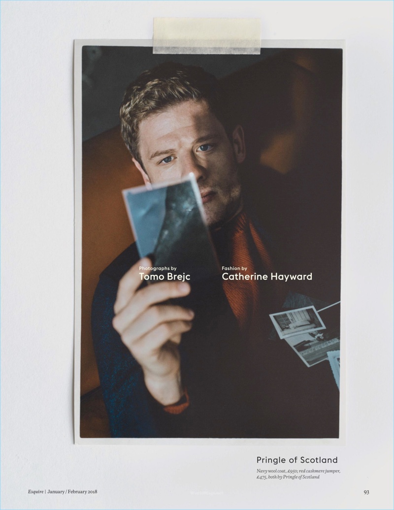 James Norton wears Pringle of Scotland for Esquire UK.
