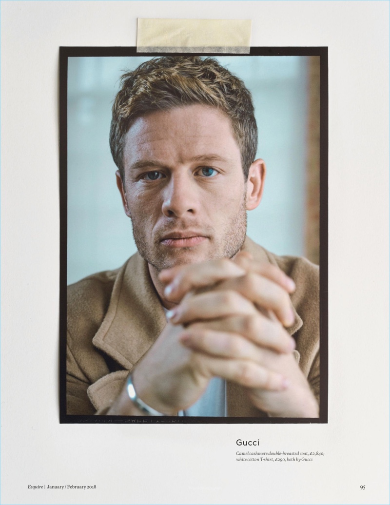 Starring in an Esquire UK photo shoot, James Norton wears Gucci.
