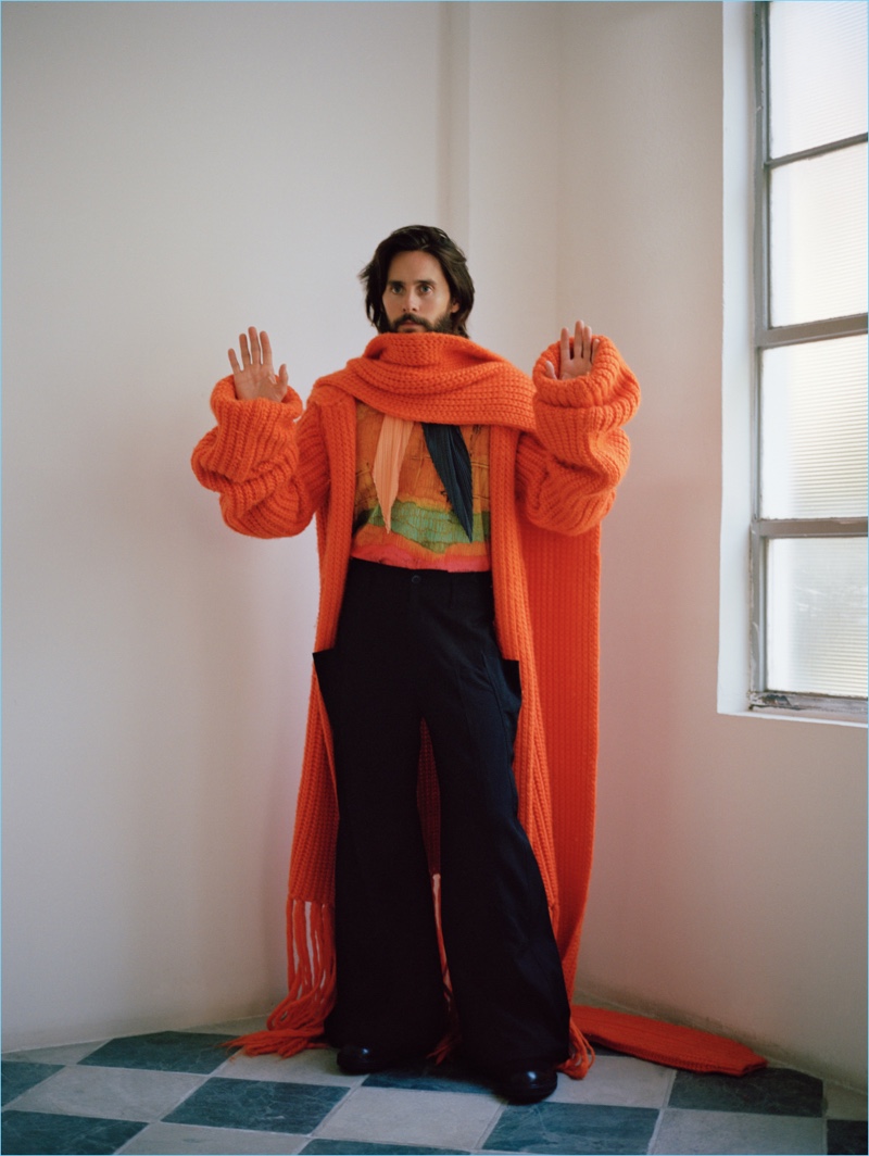 Linking up with Indie magazine, Jared Leto wears J.W. Anderson.