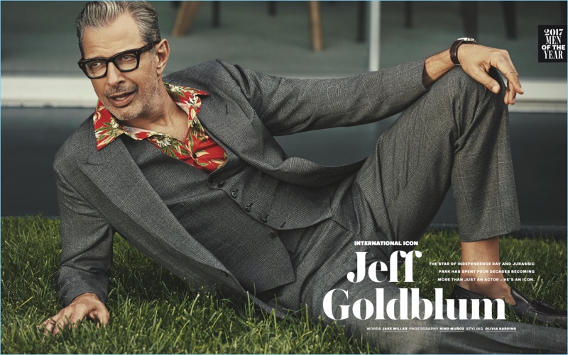 Linking up with GQ Australia, Jeff Goldblum wears a three-piece Tom Ford Suit. He also dons a SSS World Corp shirt and Josephs Shoes footwear.