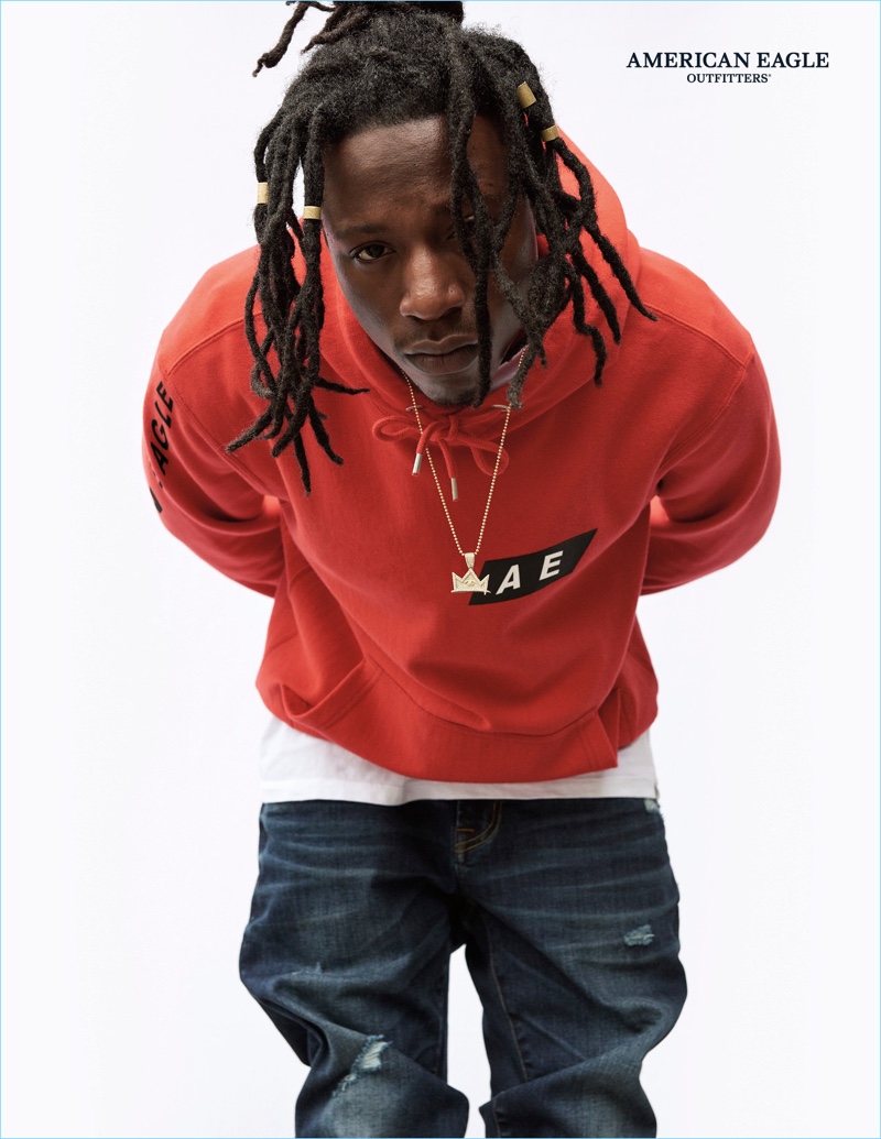 Rapper Joey Bada$$ fronts American Eagle's fall-winter 2017 denim campaign.