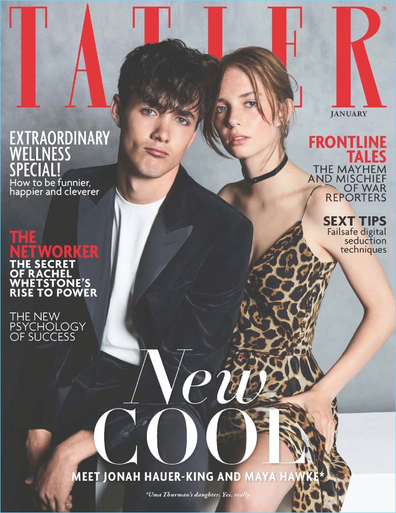 Actors Jonah Hauer-King and Maya Hawke cover the January 2018 issue of Tatler UK.
