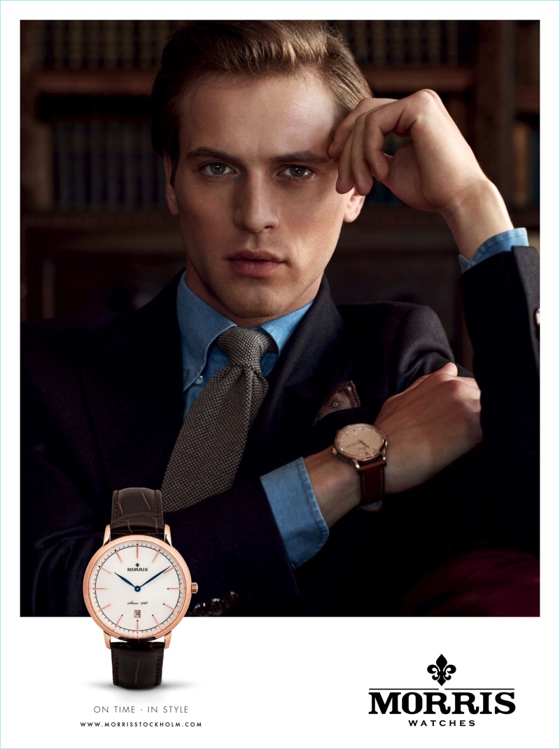 Jules Raynal is a sharp vision for Morris' fall-winter 2017 watches campaign.