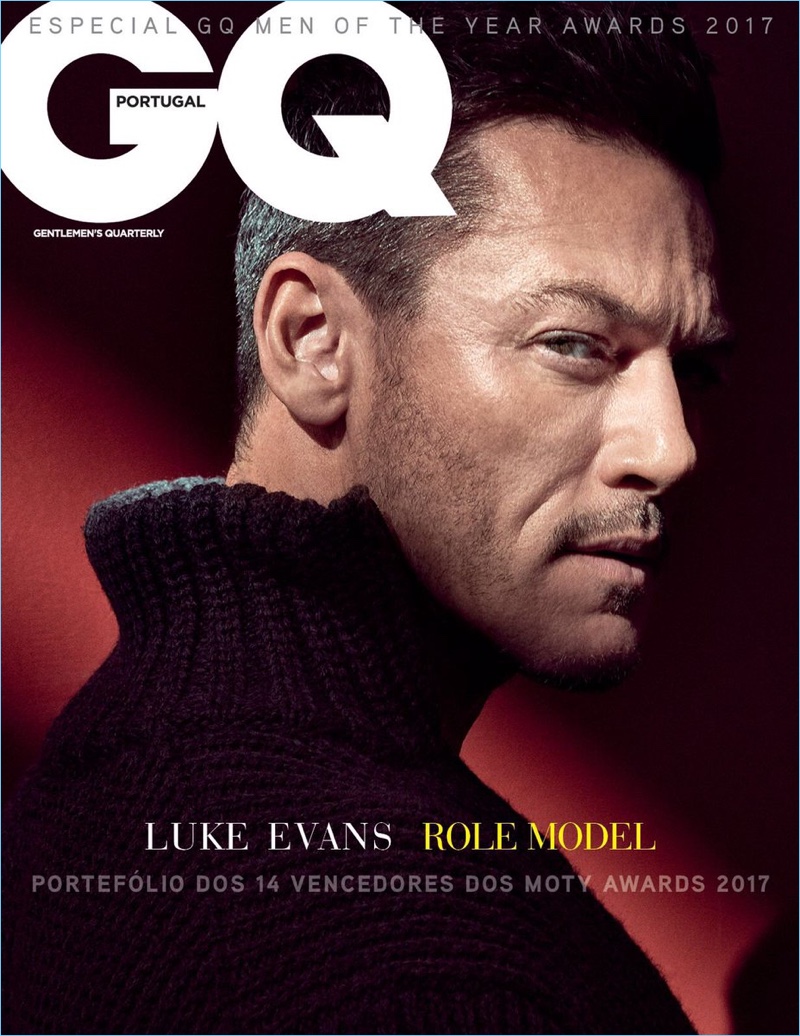 Luke Evans covers the December 2017/January 2018 issue of GQ Portugal.