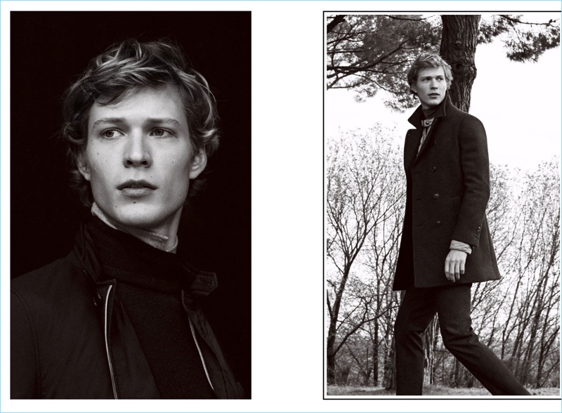 Model Sven de Vries wears outfits from Massimo Dutti's current lineup.