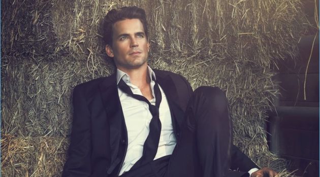 Connecting with Modern Luxury, Matt Bomer wears a BOSS suit with John Varvatos boots.