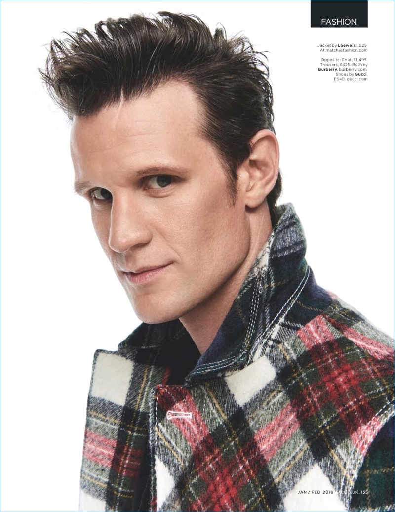 Matt Smith wears a Loewe jacket for British GQ.