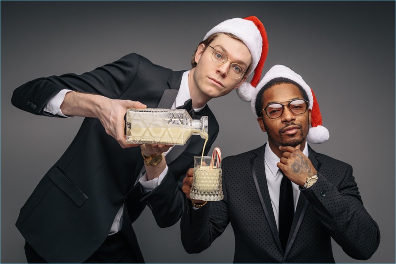 Richard Ross and Chingy pose for a holiday photo for Mizzen+Main.