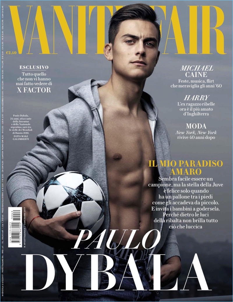 Paulo Dybala covers the December 2017 issue of Vanity Fair Italia.
