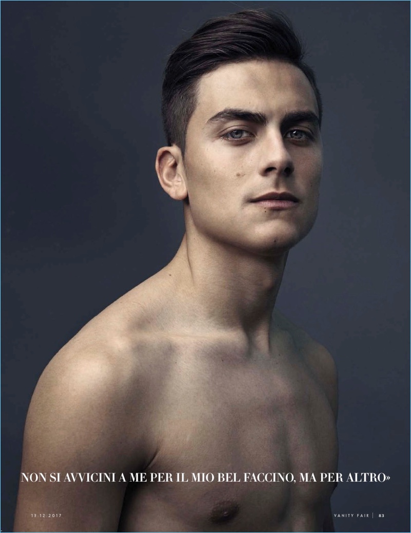 Sitting for a portrait, Paul Dybala connects with Vanity Fair Italia.