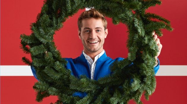 Ask Perry Ellis What to Wear for the Holidays Family Holiday Brunch: Will Higginson sports a full-zip quilted jacket, paisley print shirt, and chino pants by Perry Ellis.